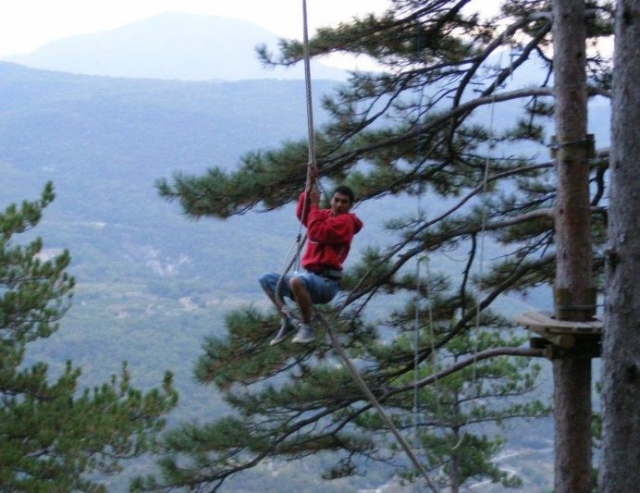 Liane de Tarzan dans le parcours